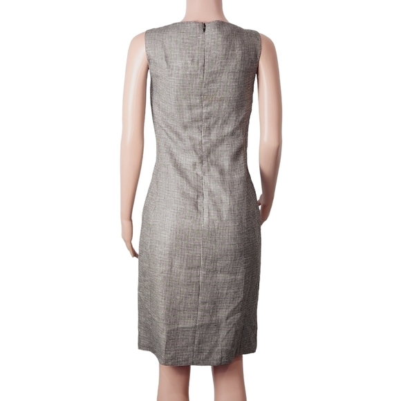 LAUREN Ralph Lauren Black White Houndstooth Tank Sheath Dress Linen Wool SZ: 4 - Picture 5 of 10
